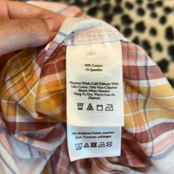 Eddie Bauer size small short sleeve plaid button up top - Picture 7 of 10